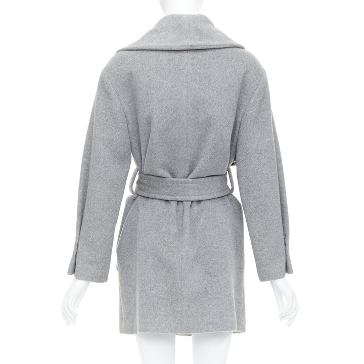 HANII Y grey wool angora oversized gun flap belted coat FR38 S