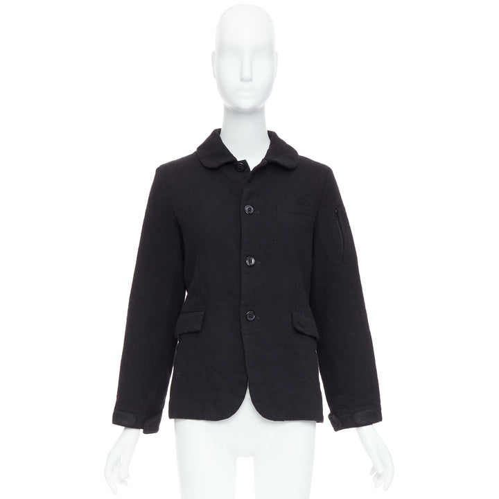 COMME DES GARCONS CDG black boiled wool button down blazer coat S