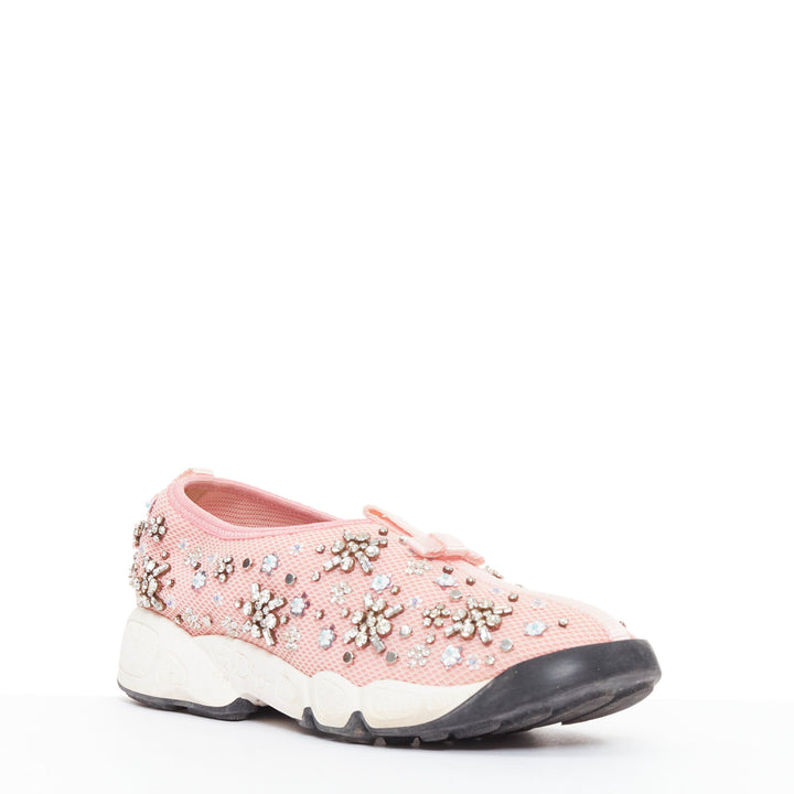 CHRISTIAN DIOR Raf Simons 2019 Fushion pink embellished dad sneakers EU35.5