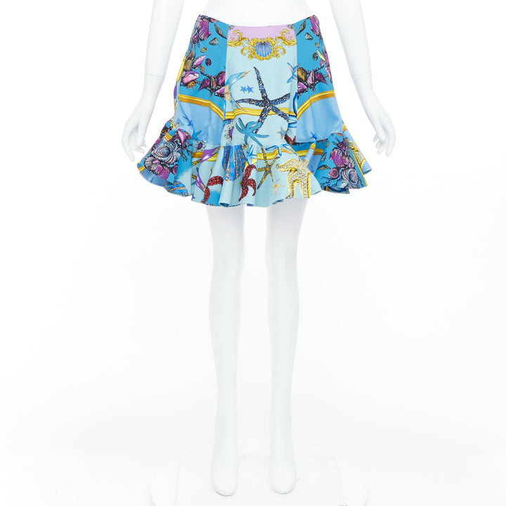rare VERSACE 2021 Runway Tresor de la Mer blue starfish flutter skirt IT40 S