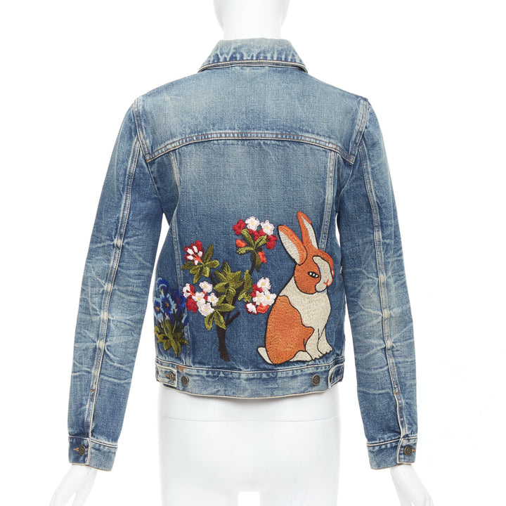 GUCCI HOLLYWOOD bunny blue washed denim jacket IT40 S