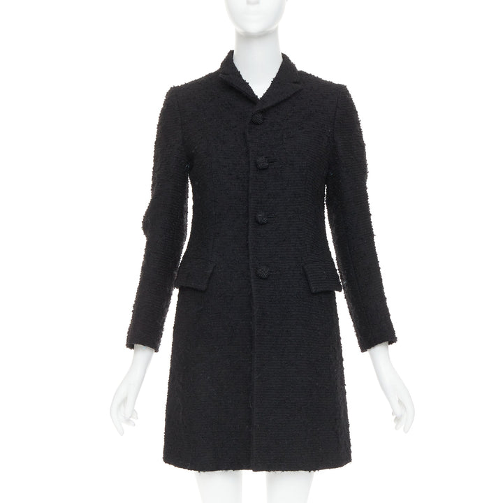 JUNYA WATANABE 2014 black wool tweed flap pocket collared coat XS