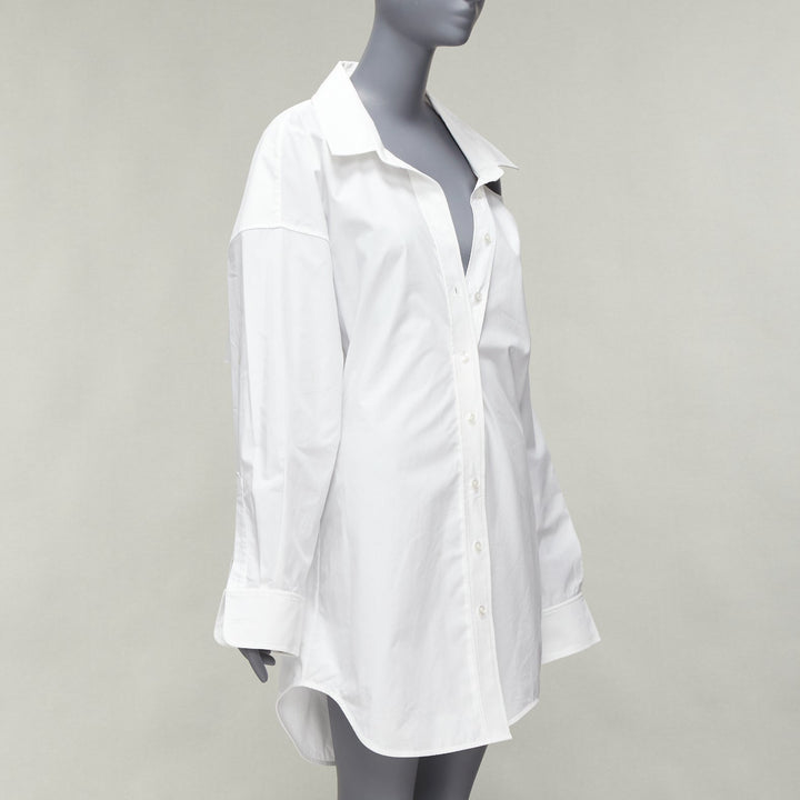 ALEXANDER WANG white cotton cut out shoulder deconstructed shirt dress US8 L