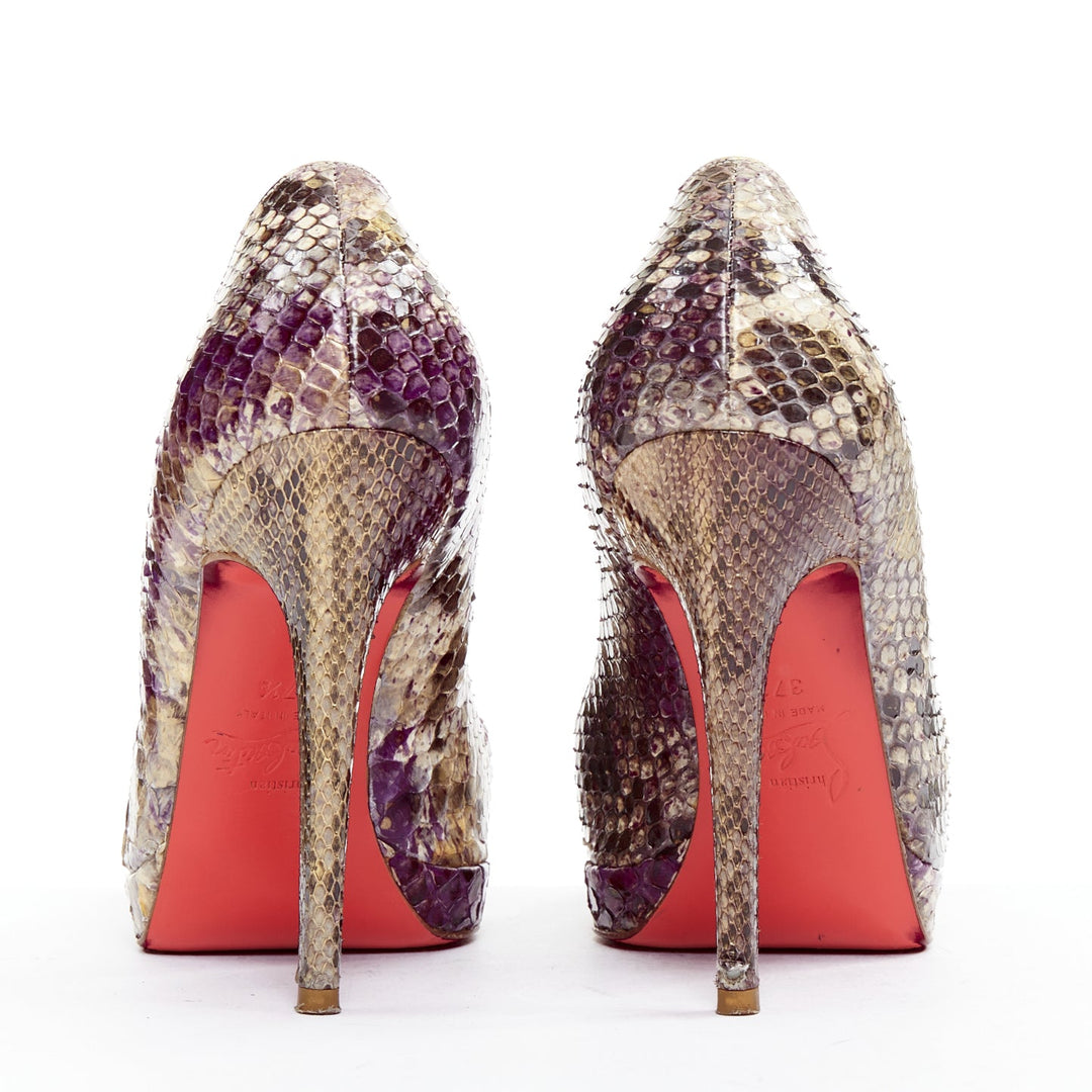 CHRISTIAN LOUBOUTIN New Simple Pump 120 Python purple platform heels EU37.5