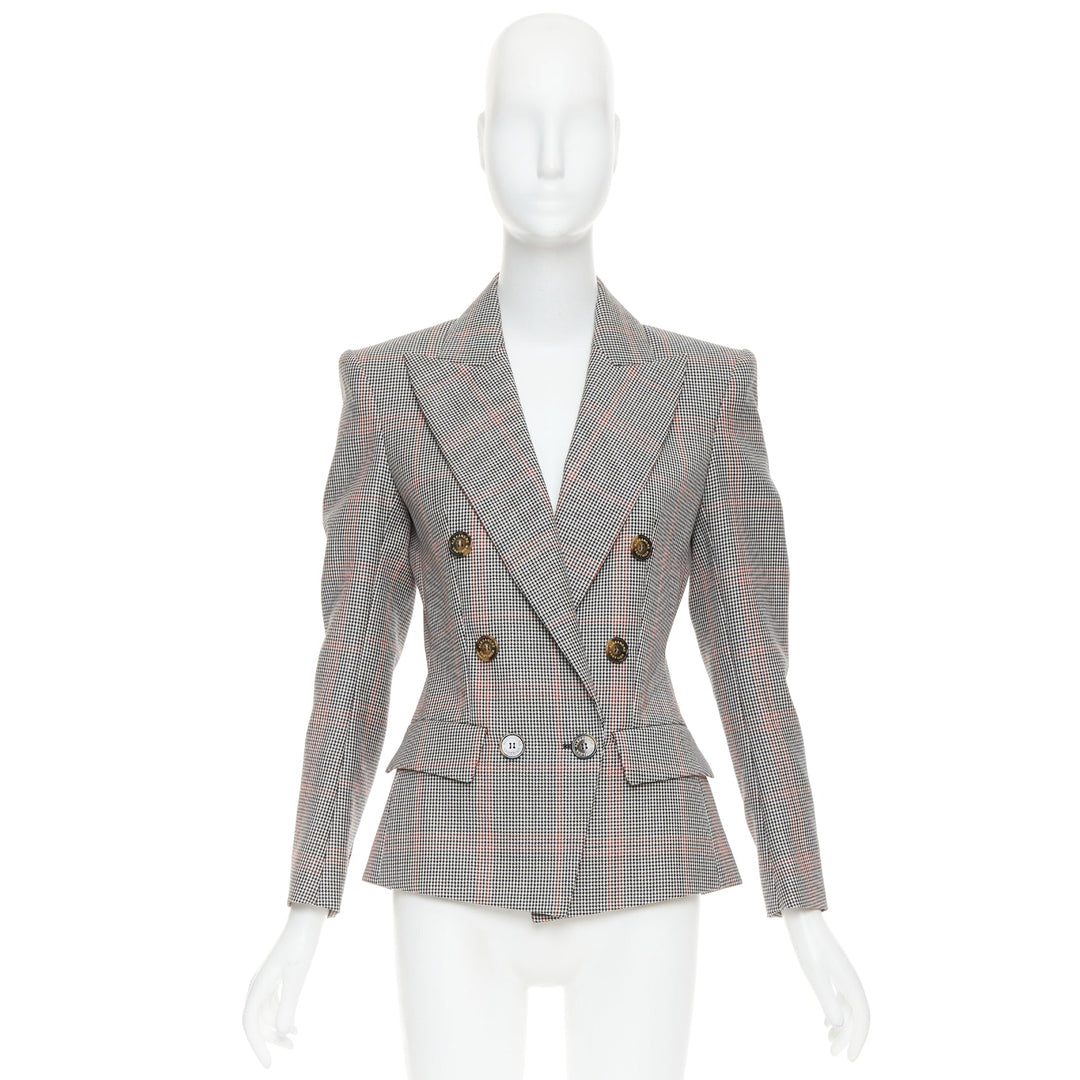 ALEXANDRE VAUTHIER COUTURE SS2021 Runway grey red plaid double breasted blazer