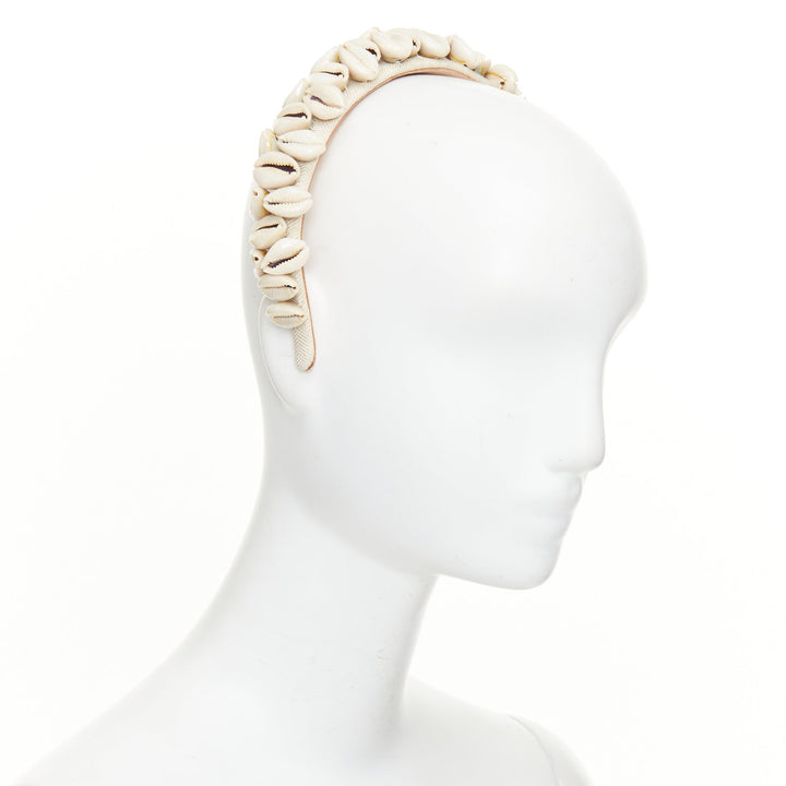 LOEWE Paula's Ibiza cowry shell straw neutral beach resort headband accessory