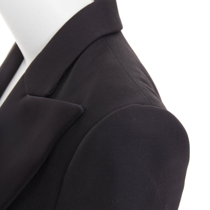 ALEXANDRE VAUTHIER black wool satin peak lapel single breasted tuxedo blazer