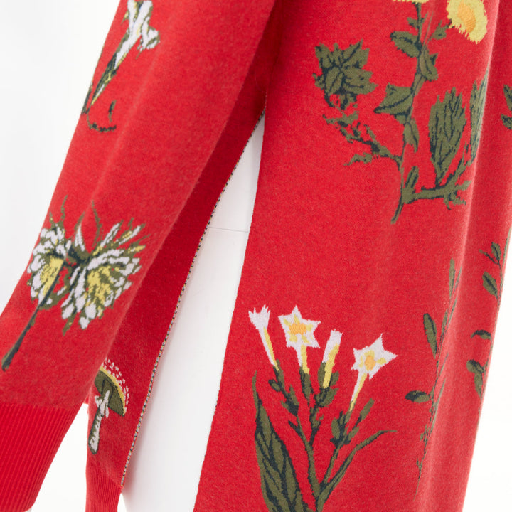 MONSE 2022 Magic Garden oversized red wool mushroom jacquard cardigan S