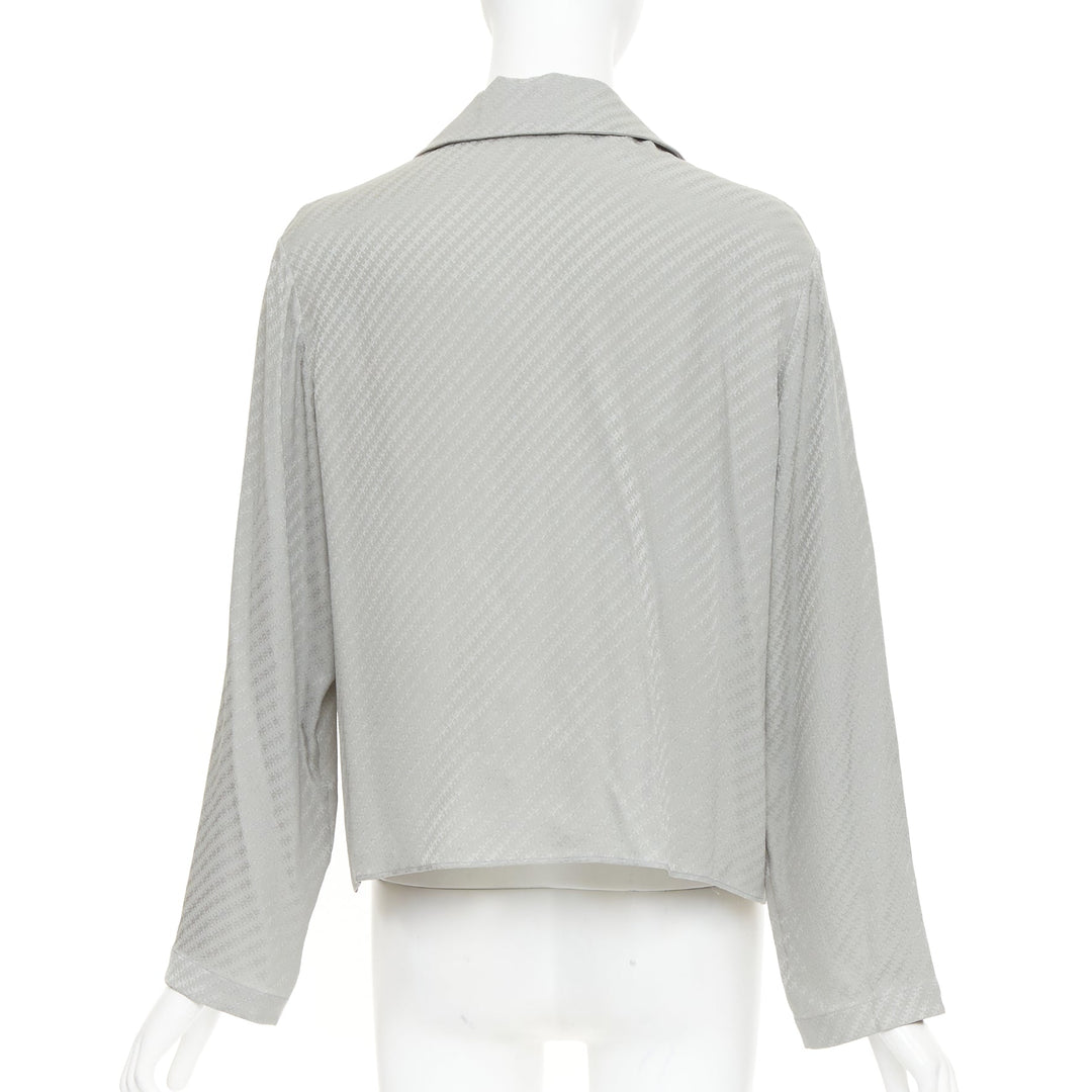 CELINE silk Triomphe Chain Jacquard embroidered logo crop blouse shirt FR36 S
