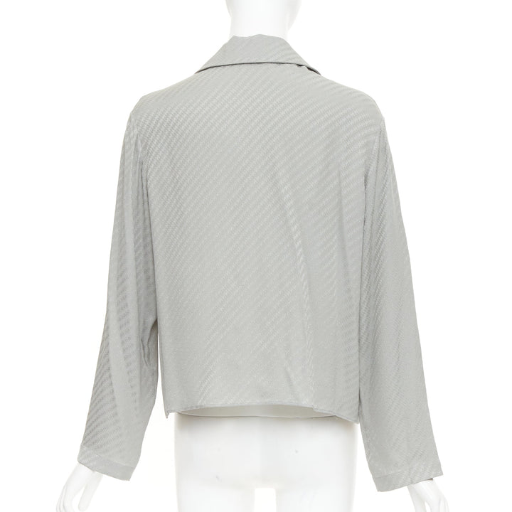 CELINE silk Triomphe Chain Jacquard embroidered logo crop blouse shirt FR36 S