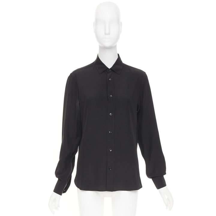 SAINT LAURENT 2015 fluid silk pointed collar button down classic shirt EU 37 XS