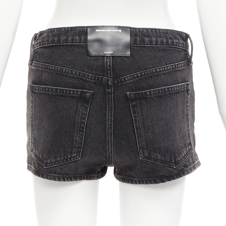 ALEXANDER WANG black washed front skirt back shorts mini skorts 24"