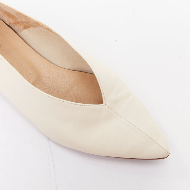 AEYDE Moa creamy nappa leather V vamp point toes 2 way flats EU37.5