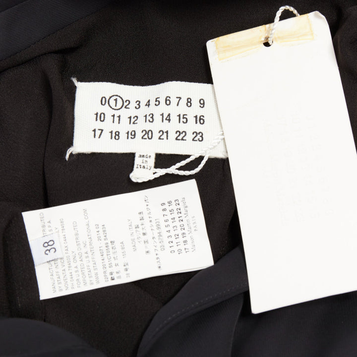 MAISON MARTIN MARGIELA 2014 black deconstructed raw edge cut sleeve dress FR38 M