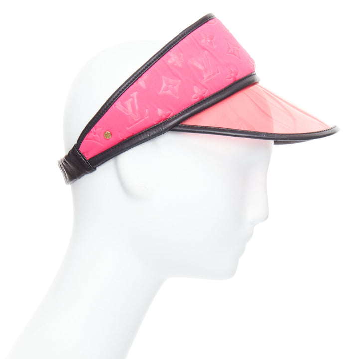 LOUIS VUITTON pink neoprene LV monogram PVC leather trim visor