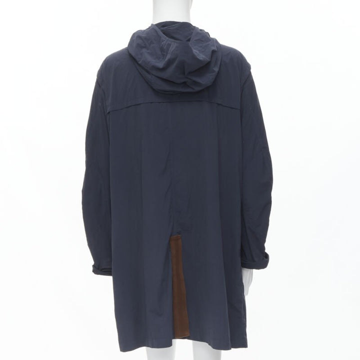 Male mannequin wearing Kolor Navy Nylon Men Parka Jacket in Size  M | Available at JHROP