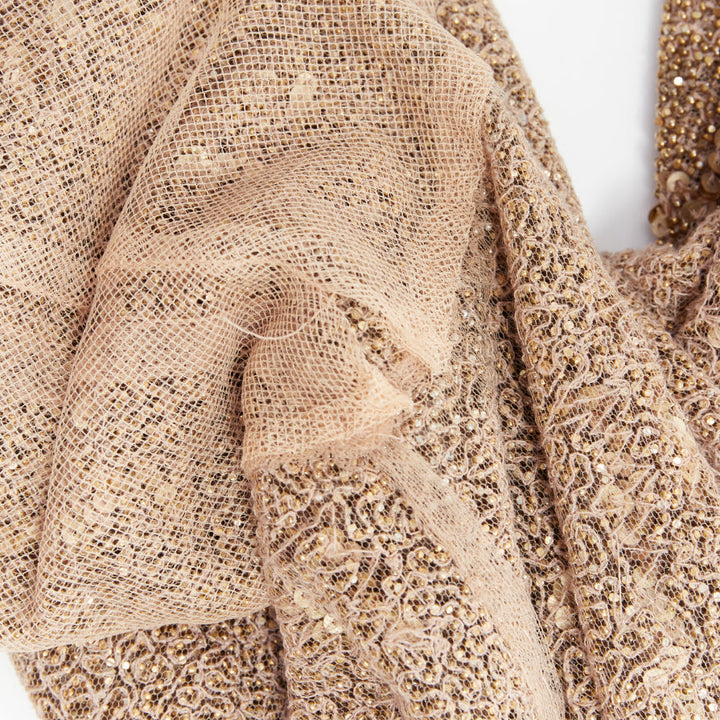 rare ALEXANDRE VAUTHIER COUTURE gold bead sequin embellished plunge evening