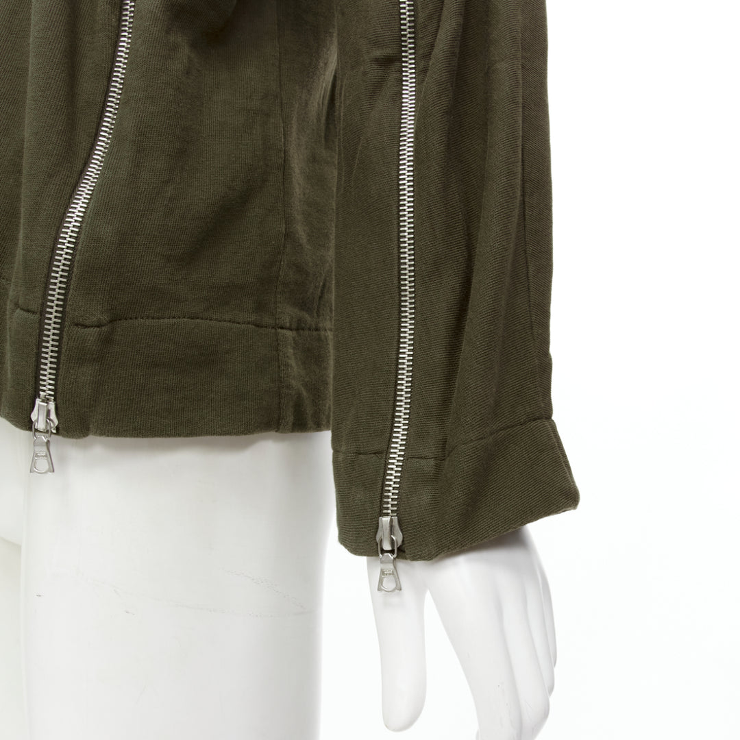 DRIES VAN NOTEN brown cotton silver zip detail sweater top M