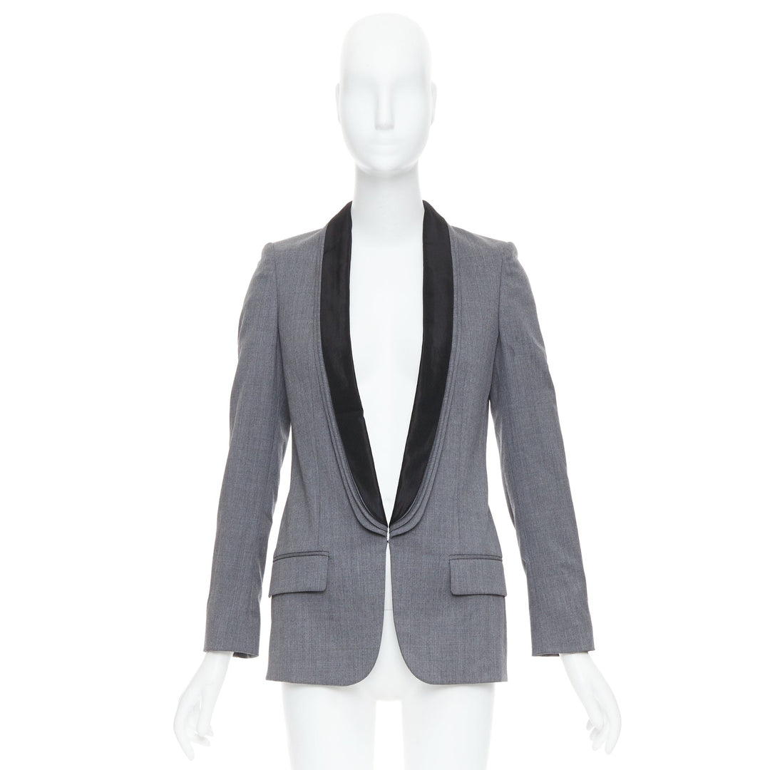 STELLA MCCARTNEY 2011 grey 100% wool triple layer lapel blazer IT36 XXS