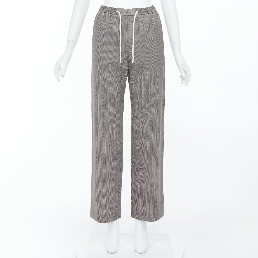 CELINE Phoebe Philo brown check wool silk drawstring pajama pants FR36 S