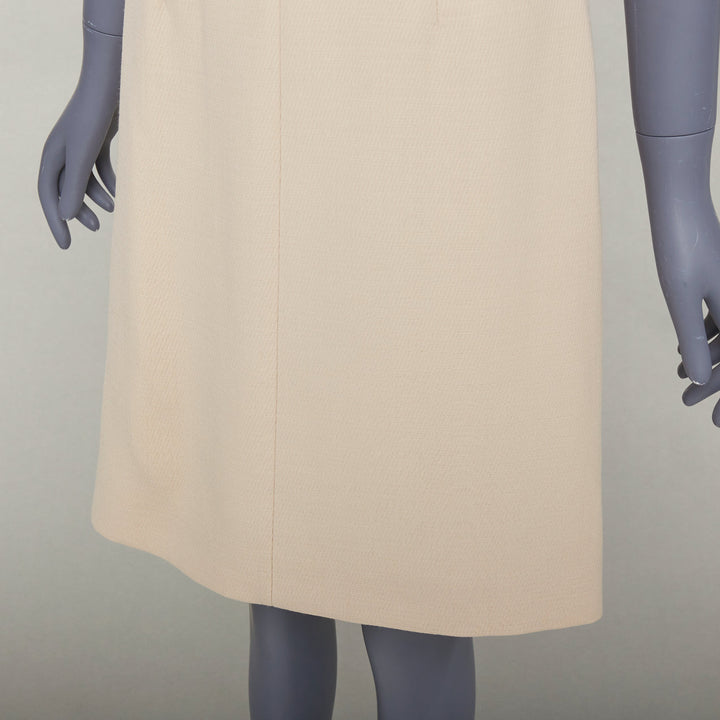 DOLCE GABBANA 1990s Vintage cream wool twill minimal contour seam dress  IT40 M