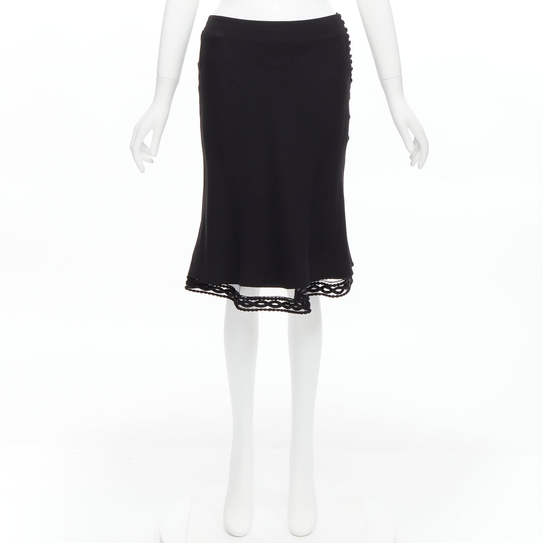 Female mannequin wearing Dior by John Galliano Black Acetate Women Skirt in Size FR38 | Available at JHROP