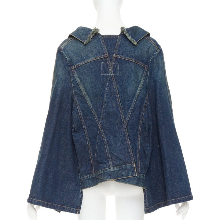 JUNYA WATANABE 2017 washed blue denim deconstructed flare caped jacket M