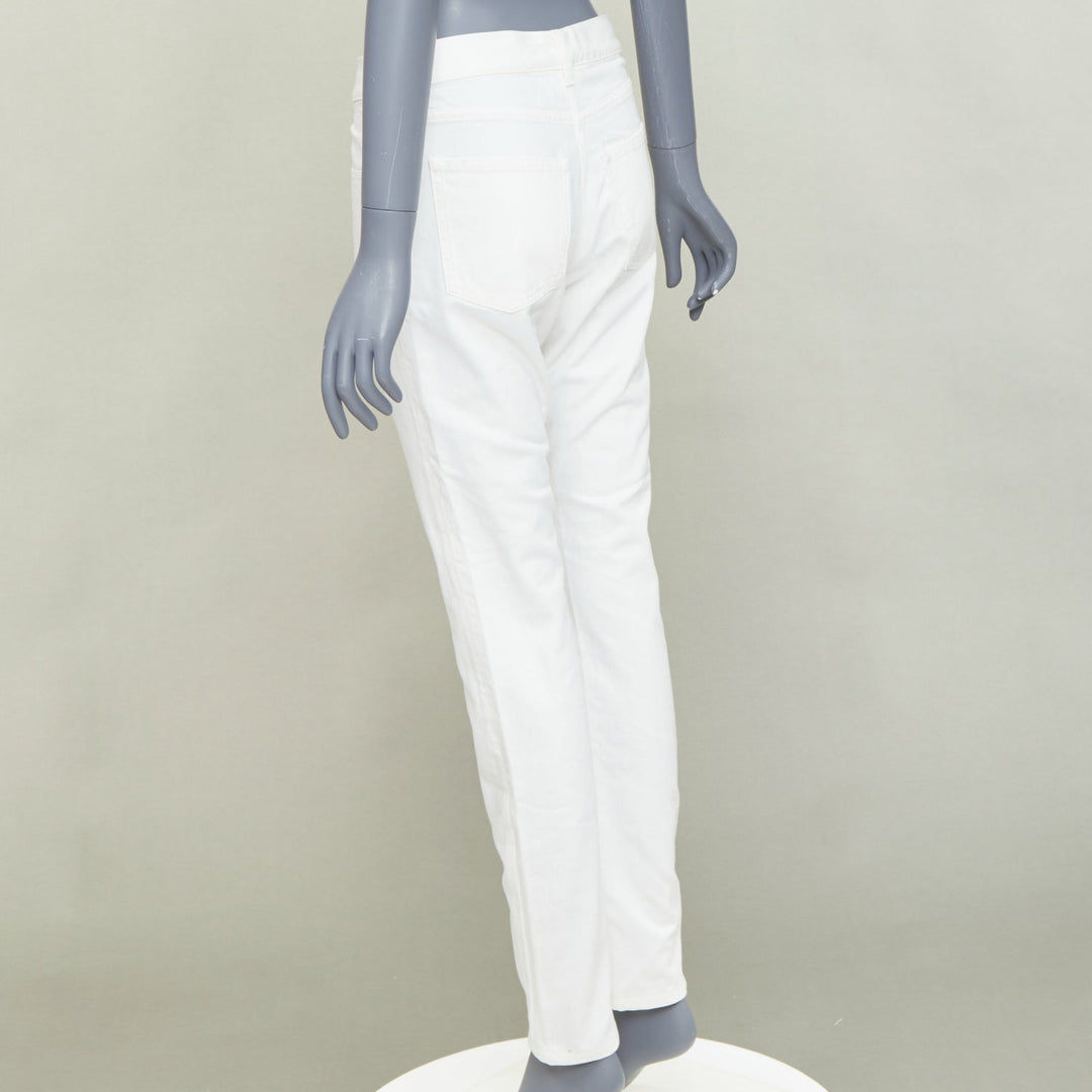 SAINT LAURENT 2020 D18 M SL LW off white cotton straight leg denim jeans 28"