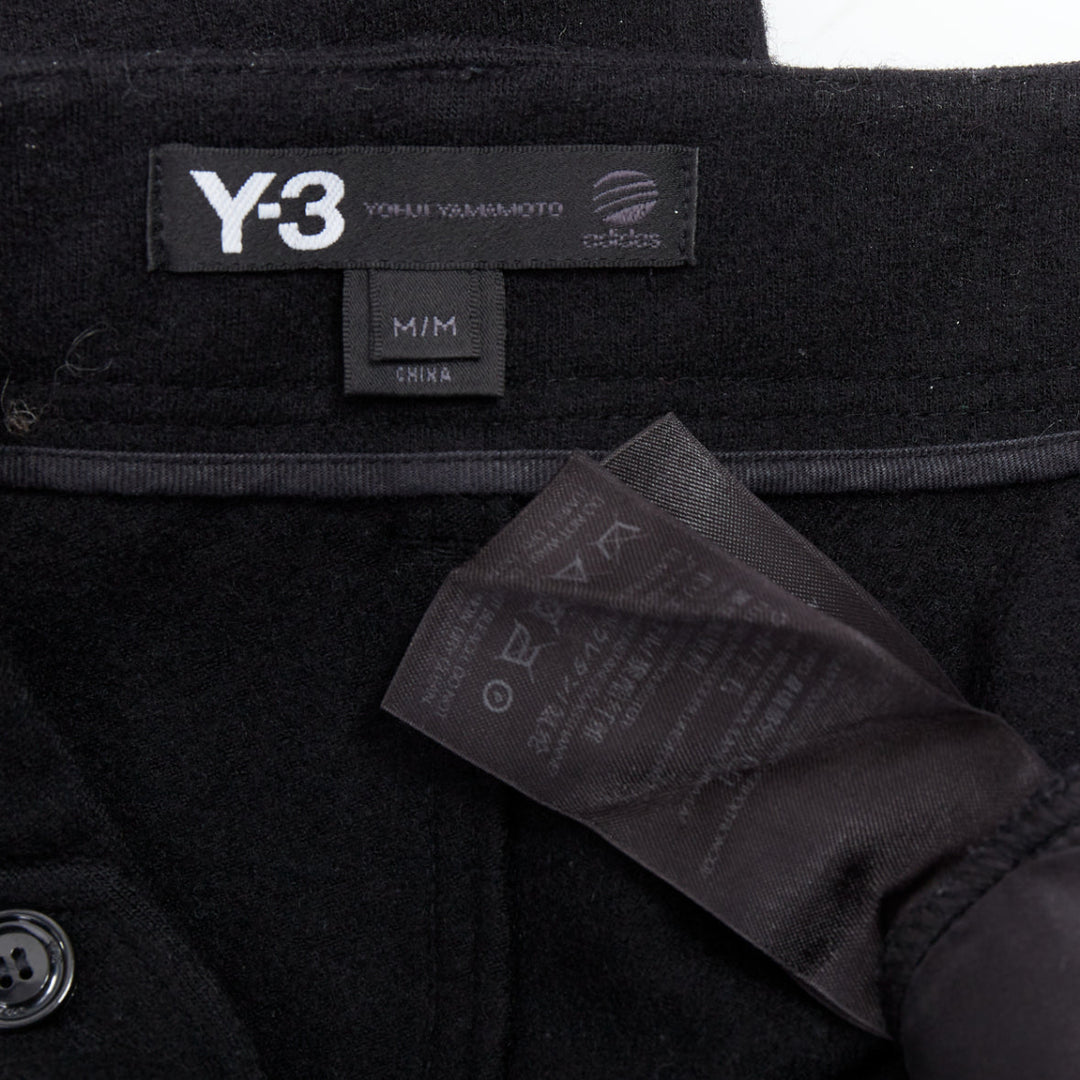 Y3 black wooly silver zip stripes opening asymmetric cargo joggers M