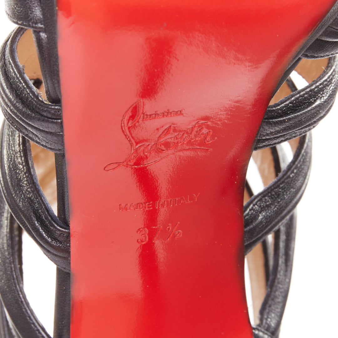 CHRISTIAN LOUBOUTIN Tinazata 120 black strappy caged gladiator sandals EU37.5