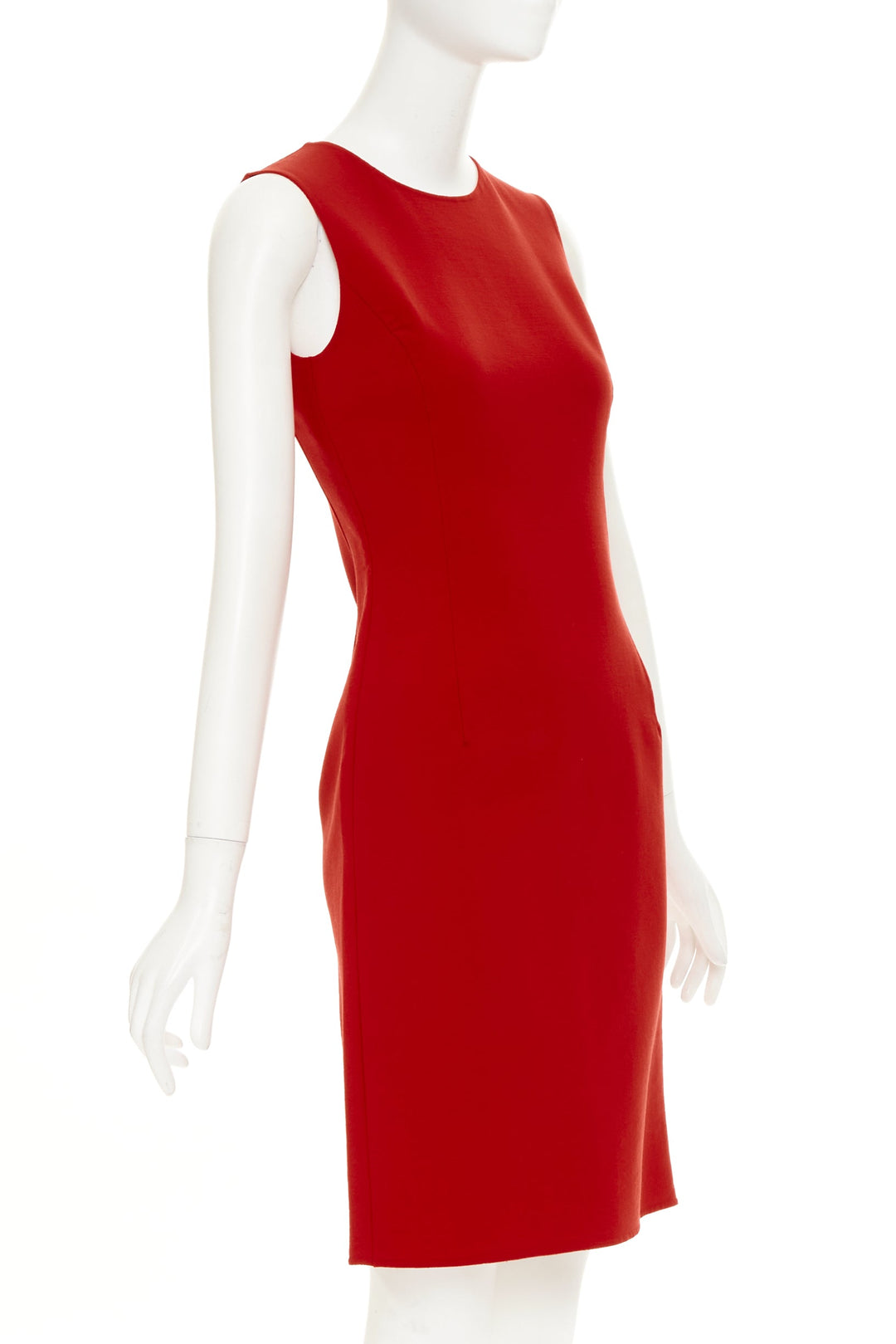 OSCAR DE LA RENTA S18 red virgin wool crepe shift dress US0 XXS