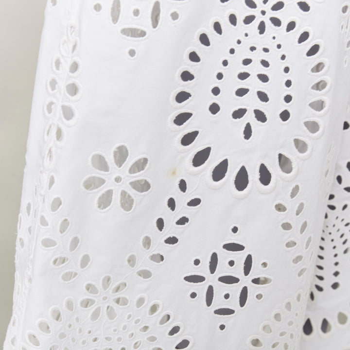 VALENTINO 2021 white cotton floral broderie sangallo embroidered pants IT36 XS