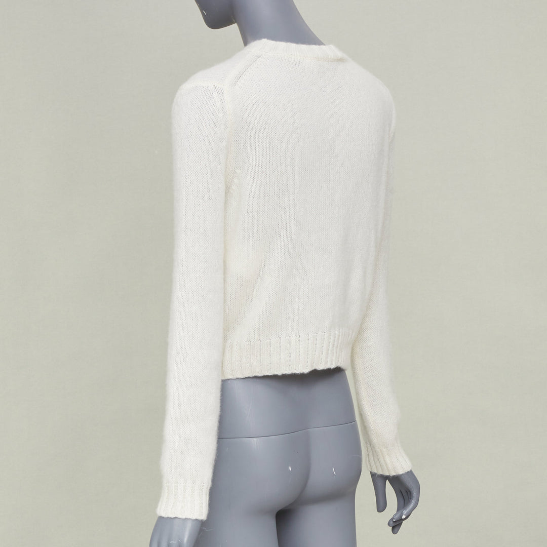 DIOR 2024 Miss Dior graffiti intarsia ecru white cashmere silk sweater FR34 XS
