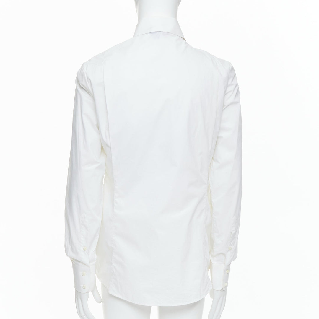 VIVIENNE WESTWOOD MEN white cotton orb logo embroidered bib shirt Sz3