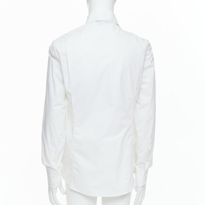 VIVIENNE WESTWOOD MEN white cotton orb logo embroidered bib shirt Sz3