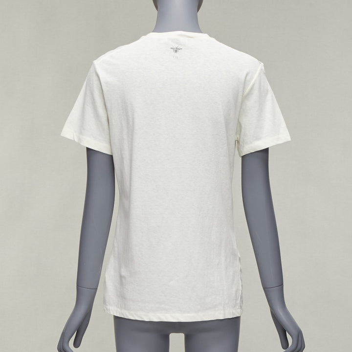 DIOR We Should All Be Feminists reversed print ecru cotton linen tshirt XS