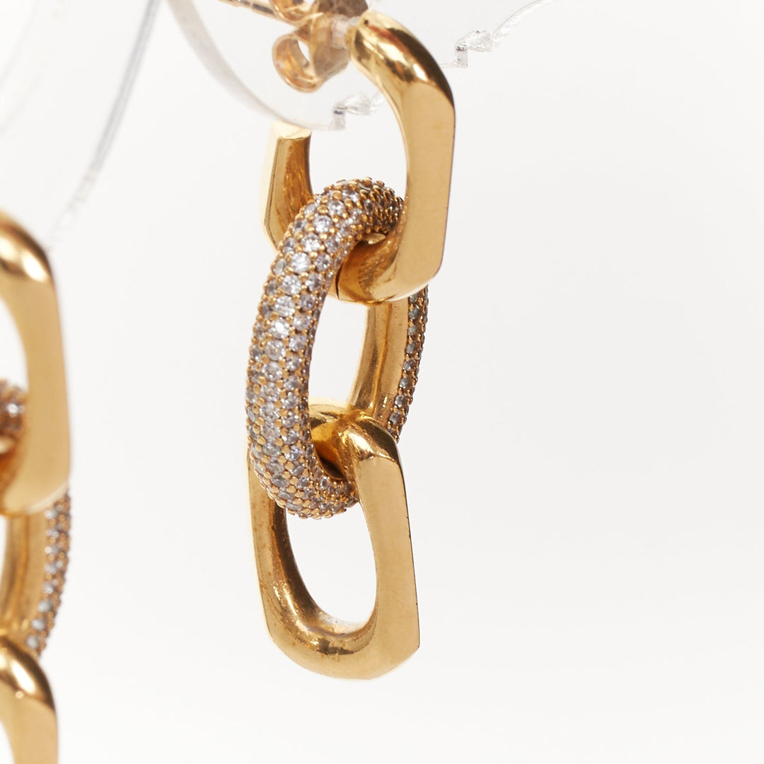 CELINE 2018 Phoebe Philo gold tone brass crystal trio loop hoop earrings Pair