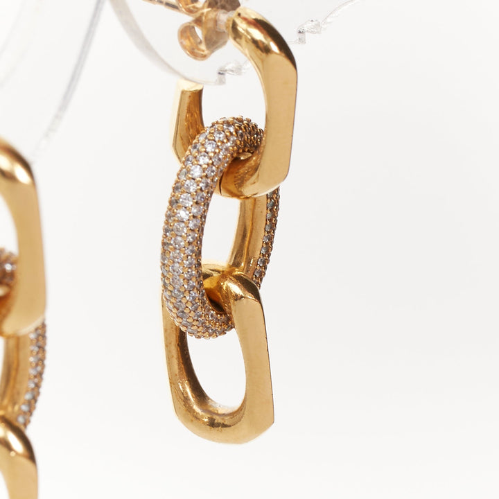 CELINE 2018 Phoebe Philo gold tone brass crystal trio loop hoop earrings Pair