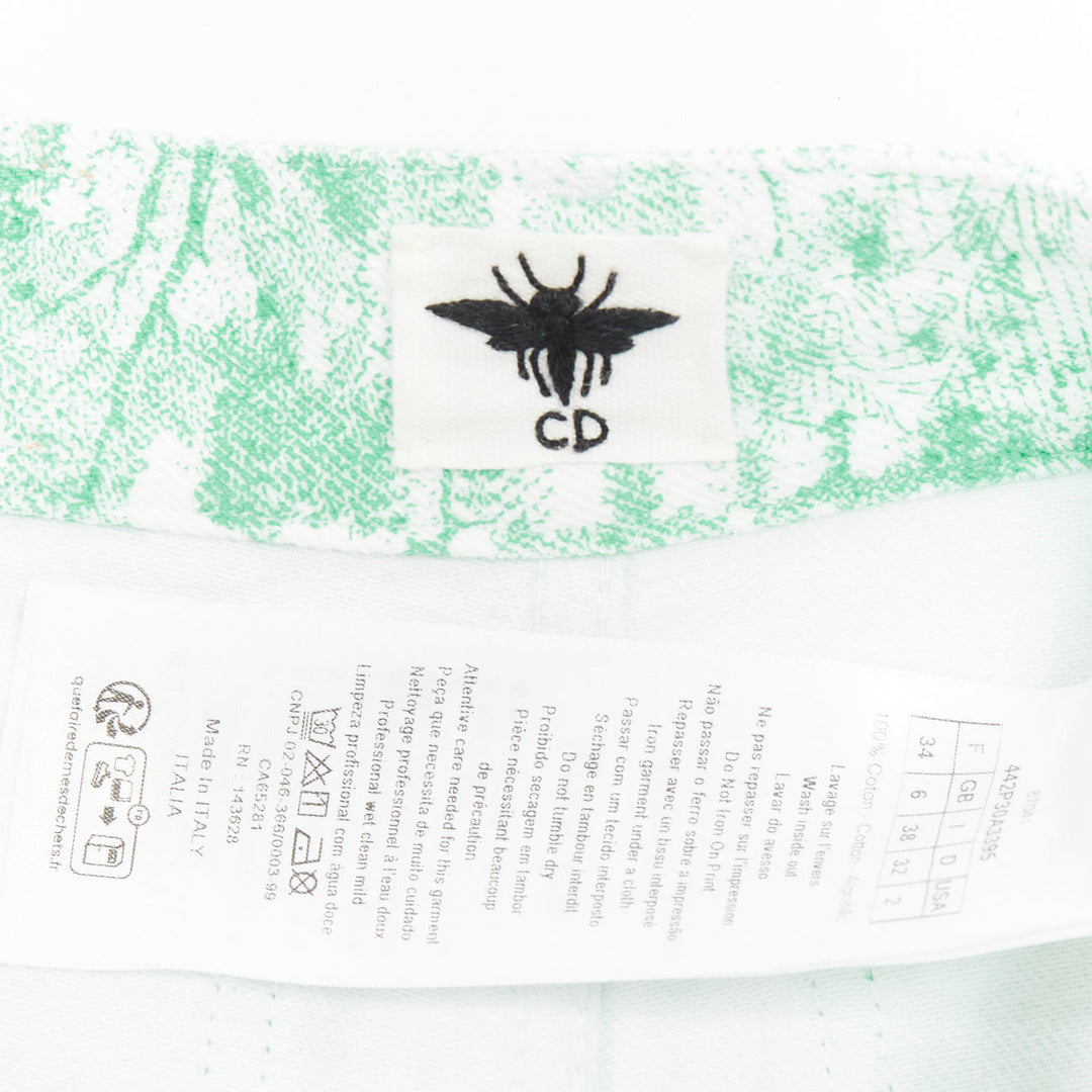 DIOR 2024 Dioriviera mint green Toile de Jouy Sauvage denim shorts FR34 XS