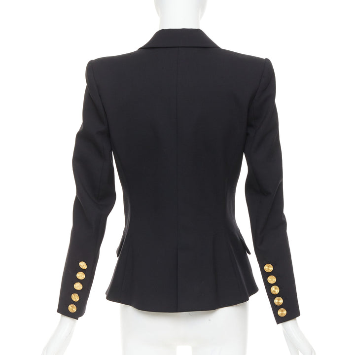ALEXANDRE VAUTHIER black wool gold sunburst button double breasted blazer jacket