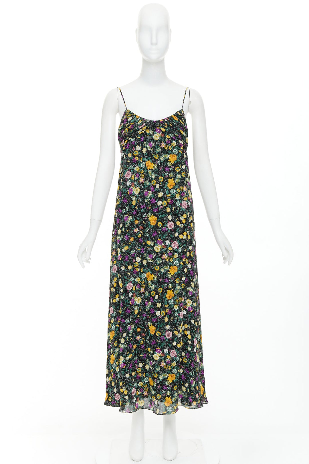 CELINE Hedi Slimane yellow purple floral print viscose dress FR38 M