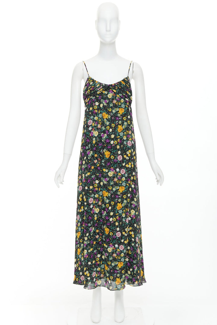 CELINE Hedi Slimane yellow purple floral print viscose dress FR38 M