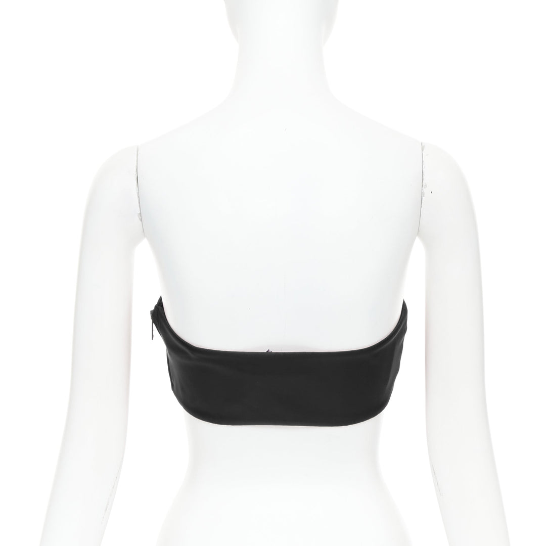 PRADA Re-Nylon black triangle logo plate strapless bustier tube top IT42 M