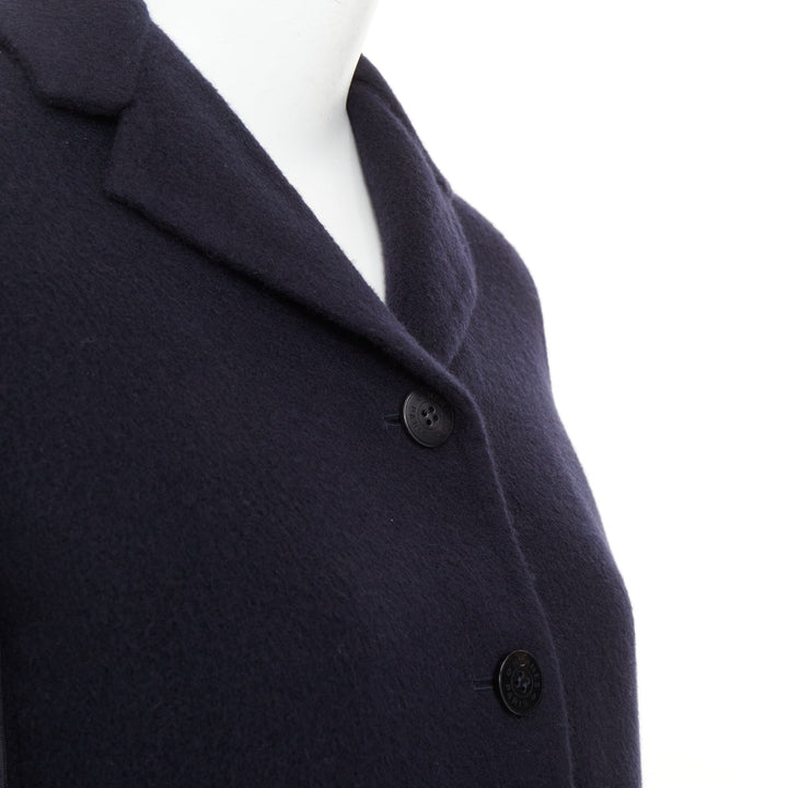 HERMES solid black double face pure cashmere single breasted outerwear FR34 XS