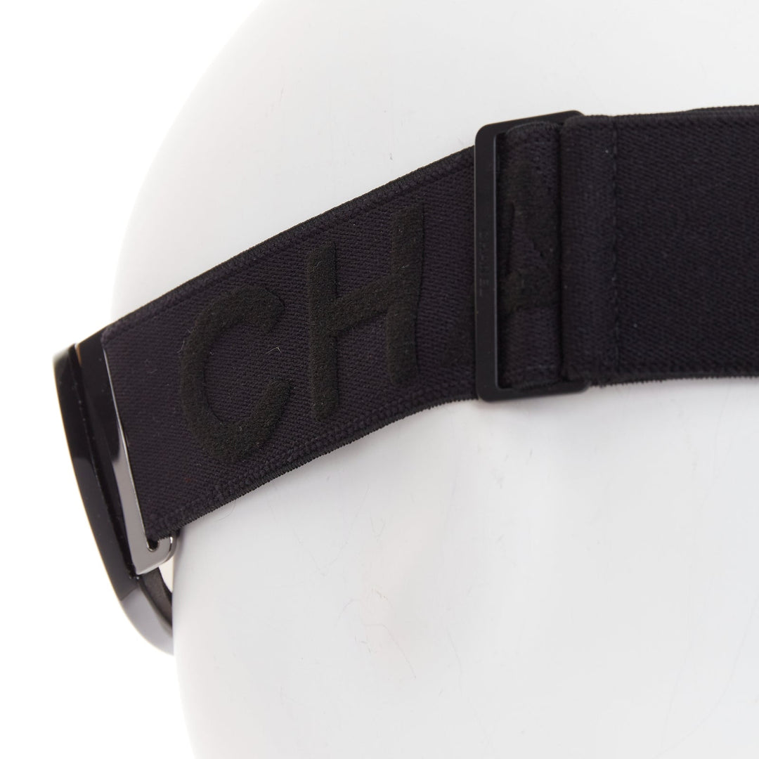 CHANEL black acetate technical shield ski goggles sunglasses