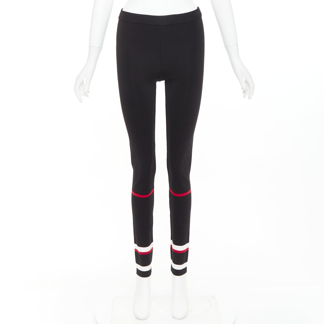 GIVENCHY black red white striped hem viscose knit legging pants XS