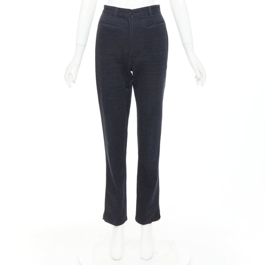FENDI JEANS Vintage black FF Zucca cotton jacquard high waisted crop pants
