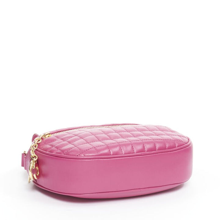 CELINE Hedi Slimane 2019 C Charm pink quilted small crossbody camera bag