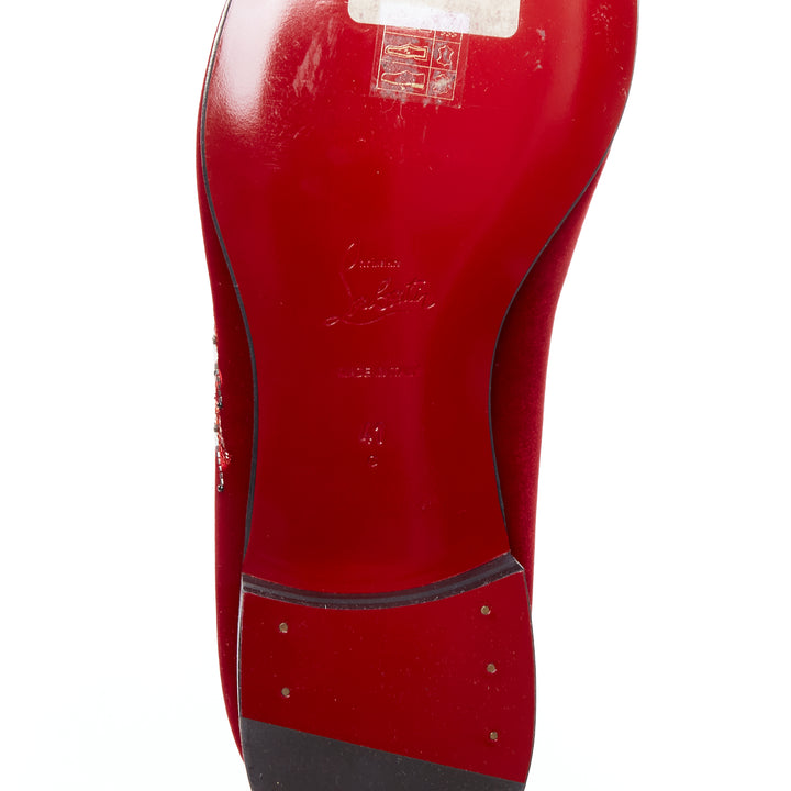 Male mannequin wearing Christian Louboutin Red Velvet Men Loafer in Size EU41 | Available at JHROP