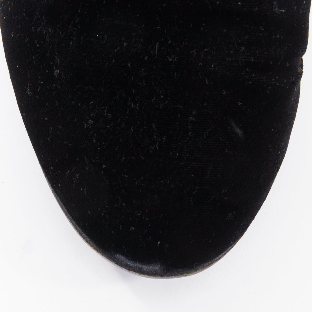 GIUSEPPE ZANOTT RemyeI black velvet crystal brooch le smoking loafers EU43